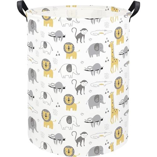 Animal Baby Laundry Basket Baby Hamper Kids Hamper Basket Toy Storage Bin for Boys Room Decor Baby Nursery Hamper Gift Baskets for Bedroom Bathroom(Grey Animal)
