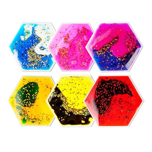 Onyoloy Sensory Soft Gel Liquid Toys: Sensory Fidget Hexagon Liquid Motion Toys Autism Kids Sensory Toys 6 Pack