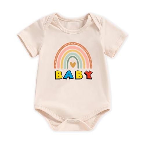 hrcfbk Newborn Infant Baby Boys Girls Bodysuit Short Sleeve Funny Letters Print Romper Reveal Pregnancy Announcement Clothes
