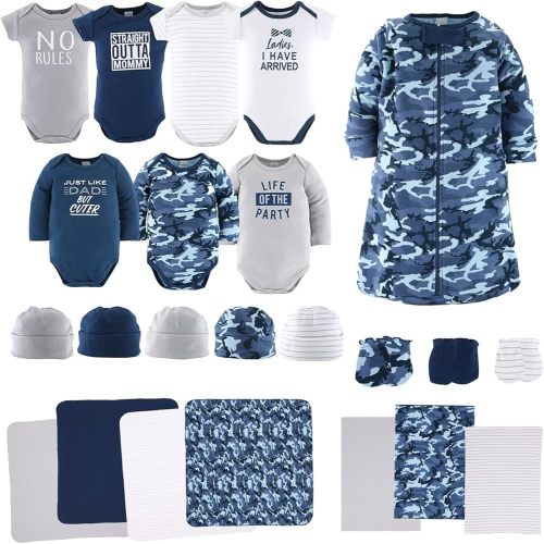 The Peanutshell Baby Layette Gift Set for Boys - 23 Piece New Born Boy Gift Set, Baby Clothes & Newborn Essentials Must Haves - Newborn Clothes 0-3 Months - Blue Camo