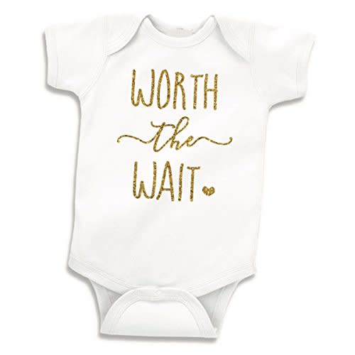 Bump and Beyond Designs Baby-Girls Outfit Newborn Girl Leotard Worth the Wait White, 0-3 Months