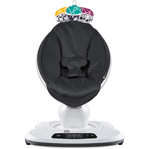 4moms MamaRoo4 Multi-Motion Baby Swing + Safety Strap Fastener, Bluetooth Baby Swing with 5 Unique Motions, Black Classic
