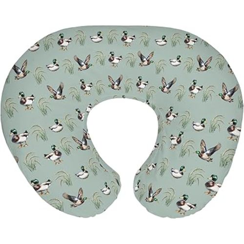 Green Mallard Ducks Baby Nursing Pillow Covers for Boy Girl Duck Hunting Season Nursery Feeding Pillowcase for Breastfeeding Pillows Lake Wild Ducks Hunter Soft Stretchy Slipcovers for Newborn Infant