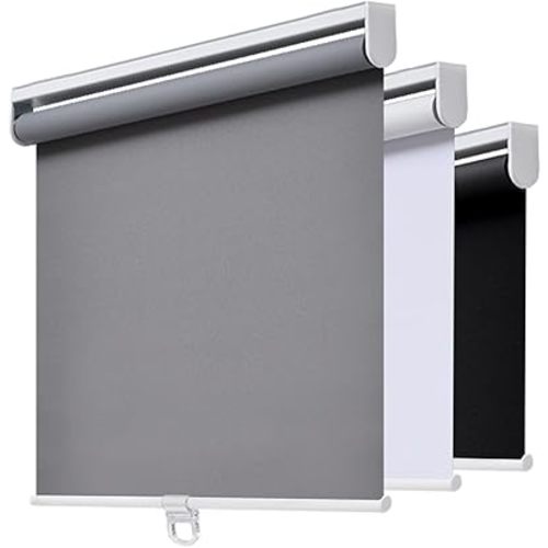 AOSKY Cordless Roller Shades Blackout Blinds for Windows Room Darkening Rolled Up Shades with Spring System, UV Protection Window Shades Door Blinds for Home and Office (40" W x 72" H, Grey)