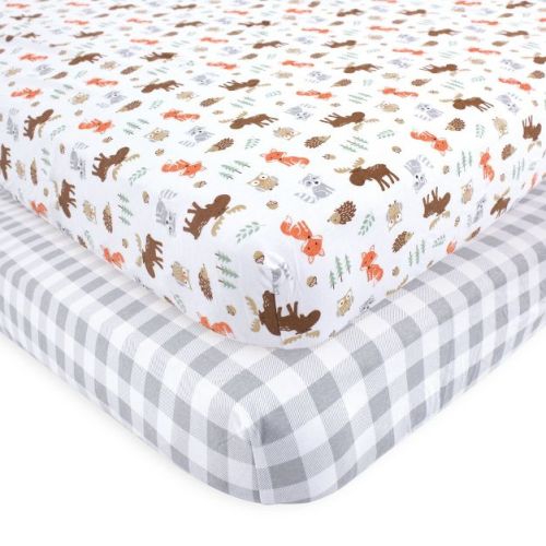 Hudson Baby Infant Cotton Fitted Crib Sheet, Woodland, One Size