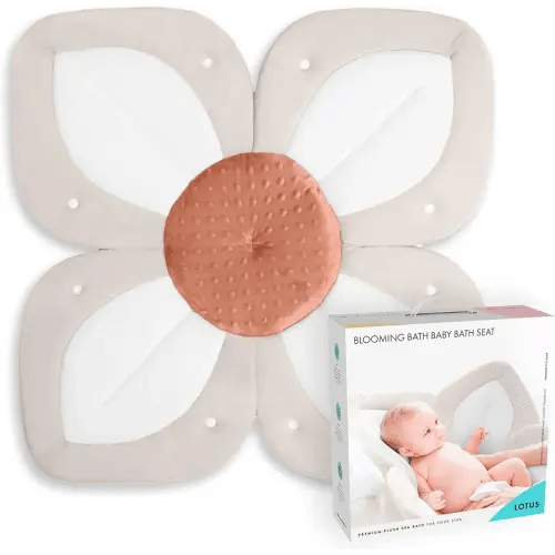 Blooming Bath Baby Bath Seat - Baby Tubs for Newborn Infants to Toddler 0 to 6 Months and Up - Baby Essentials Must Haves - The Original Washer-Safe Flower Seat (Lotus, Cream/White/Clay)