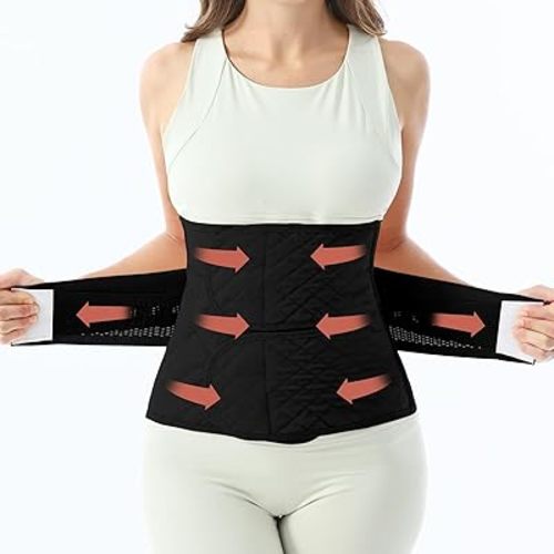 Allaugh Postpartum Belly Band for Women: Abdominal Binder Post Surgery, C Section Waist Trainer, Breathable Belly Wrap, Adjustable Support for After Birth Back Pain & Weak Core, Easy Put On Take Off