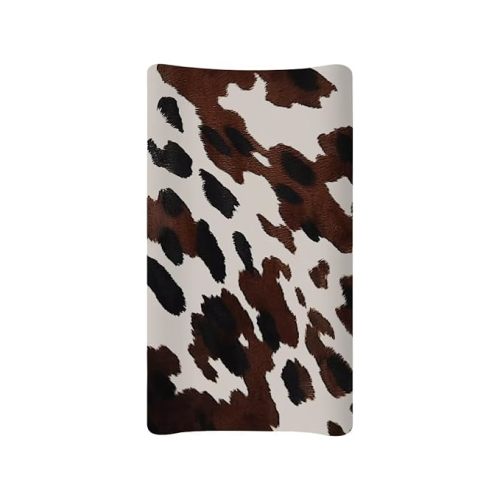 Brown Wild Cow Print Changing Pad Cover Baby Nursery Diaper Changing Pad Sheets Soft Breathable Wipeable Diaper Pad Covers for Changing Table 32"x16"