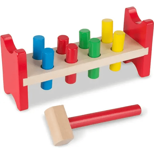 Melissa & Doug Deluxe Wooden Pound-A-Peg Toy With Hammer - FSC Certified