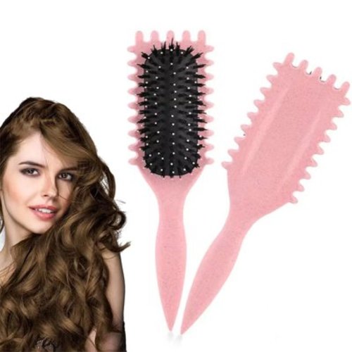 Deeyoung Professional Curly Hair Brush for Defined Curls, Curl Defining Brush for Natural Curly Hair, Hair Brush for Curly Hair Styling, Define and Shape Curls for Men and Women（Pink）