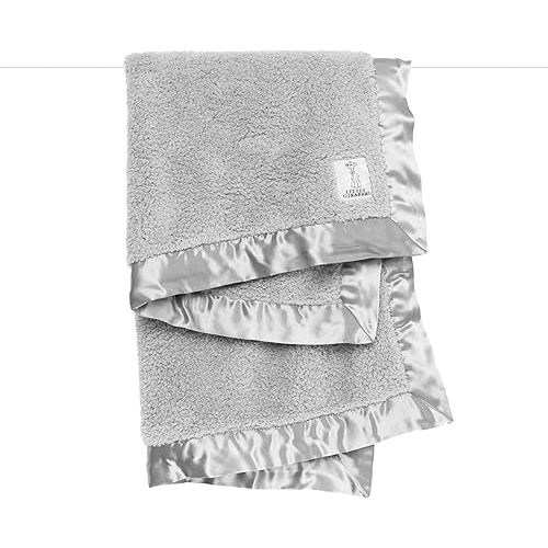 Little Giraffe Baby Blanket - Chenille Soft Blanket with Satin Trim - Baby Stroller Blanket - Newborn Baby Essentials & Gifts - 29" x 35" - Silver