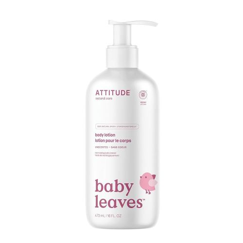 ATTITUDE Baby Lotion, EWG Verified Moisturizer, Dermatologically Tested Moisturizing Cream, Vegan and Cruelty-Free, Unscented, 16 Fl Oz