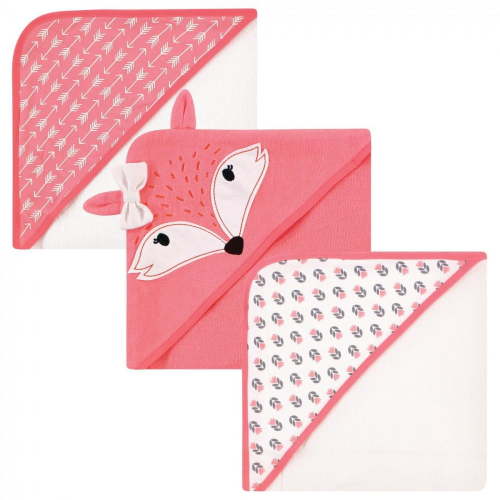 Hudson Baby Infant Girl Cotton Rich Hooded Towels, Girl Fox, One Size