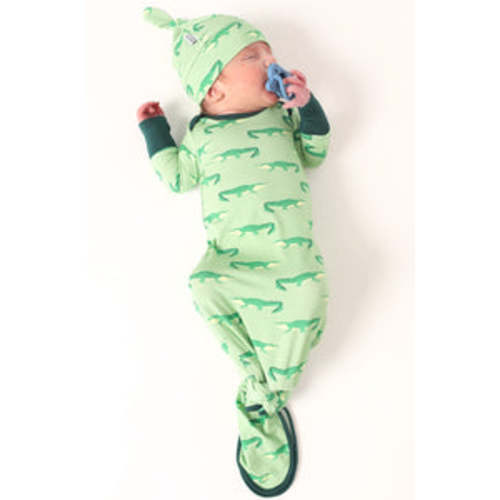Knotted Gown | Super Soft Viscose Bamboo | Light Green Alligator Print | Free Shipping >$50 – Southern Slumber