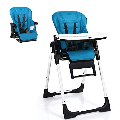 INFANS 4 in 1 High Chair–Booster Seat, Convertible Highchair w/Adjustable Height and Recline,Removable Tray,DetachableCushion, Installation-Free,Simple Fold for Baby, Infant& Toddler