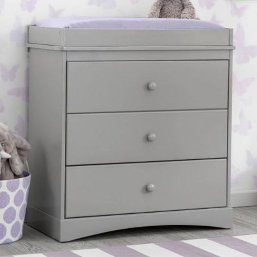Delta Children Skylar 3-Drawer Dresser with Changing Top and Interlocking Drawers - Gray