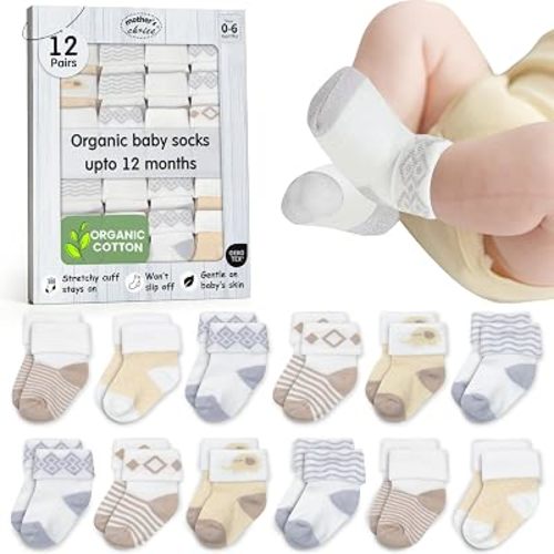 OEKO-TEX Organic Cotton Blend 12 Newborn Baby Socks 0-6 M Unisex Registry