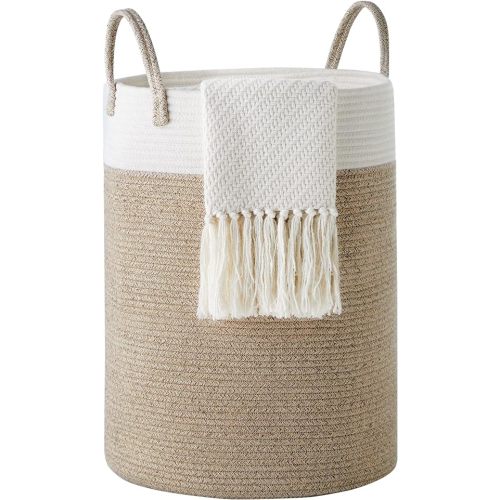 Cotton Rope Laundry Hamper by YOUDENOVA, 58L - Woven Collapsible Laundry Basket - Clothes Storage Basket for Blankets, Laundry Room Organizing, Bedroom Storage, Clothes Hamper – Brown