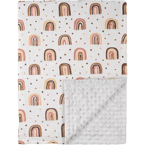 Soarwg Kids Baby Blanket Unisex Newborn, Super Soft Nursery Minky Blankets with Muslin Cotton for Boys Girls, Toddler Baby Nursery Bed Blanket Shower Gifts, 30 x 40 Inch