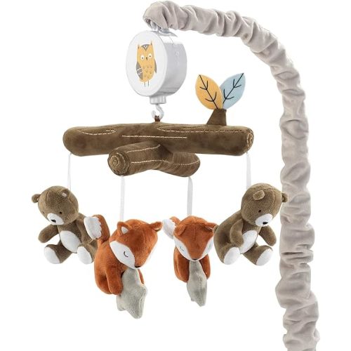 Lambs & Ivy Sierra Sky Brown Bear/Fox Musical Baby Crib Mobile Soother Toy