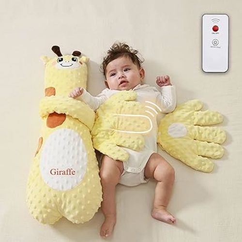 Baby Sleep Automatic Beater Electric Baby Soothing Palm with Remote Control Baby Patting Sleeping Toy Toddler Slapping Pillows Baby Sleeping Aid Toy Baby Soothing Palm Pillow (Yellow, one Size)