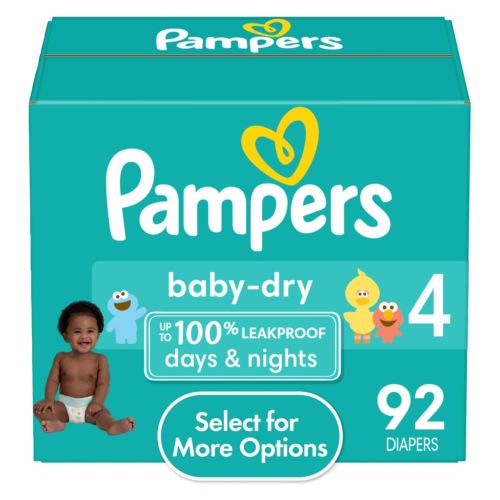 Pampers Baby Dry Baby Diapers Size 4, 92 Count (Select for More Options)