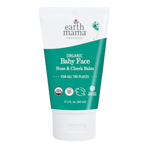 Earth Mama Organic Baby Face Nose & Cheek Balm | Moisturizer with Calendula Oil for Dry Skin Care, Natural Petroleum Jelly Alternative (2-Fluid Ounce)