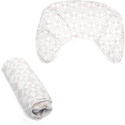 Boppy Nursing Pillow Cover, Beige Graph Checker, Single Cover, Easy-On Slipcover with Gentle 100% Organic Cotton Fabric for The Redesigned Nursing Pillow