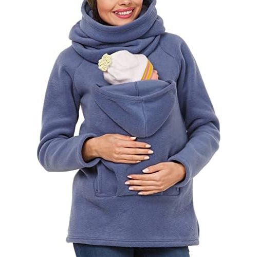 Women's Kangaroo Sweatshirt for Mom and Baby Carrier Maternity Coat Fleece Jacket