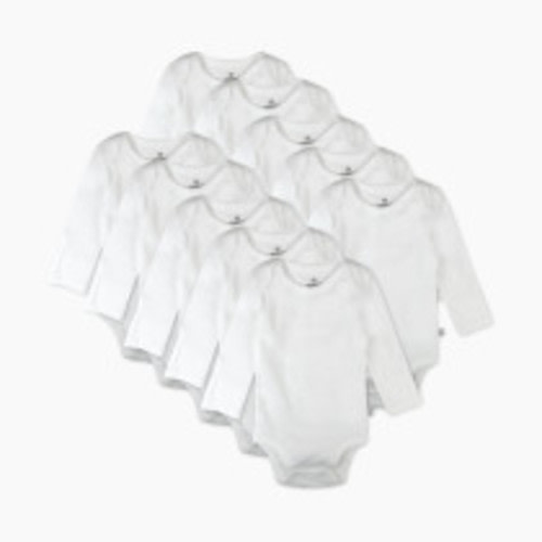 Honest Baby Clothing 10-Pack Organic Cotton Long Sleeve Bodysuits - Bright White, 3-6 M, 10