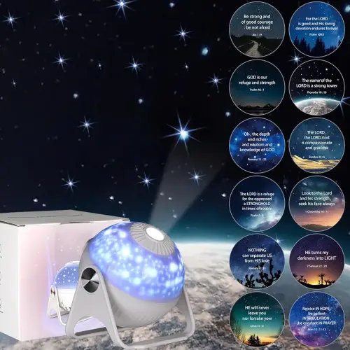 Toddler+; Bible Verses Projector Galaxy Projector Includes 12 Interchangeable Christian Bible Discs Night Light Set Project Bible Verses on Walls or Ceilings for Helping Kid Live by the Truth of God's Word