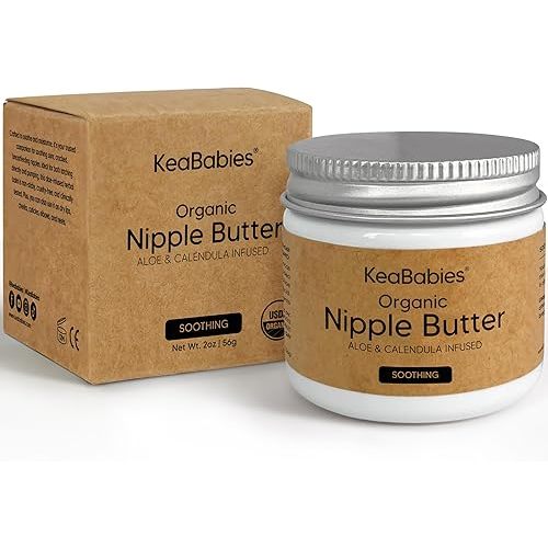 Organic Nipple Butter for Cracked, Sore, Relief - Nursing Nipple Cream Safe for Breastfeeding, 100% Natural Clean Breast Cream, Non Lanolin Balm, Mom Postpartum Breastfeeding Essentials,2oz (Soothing)