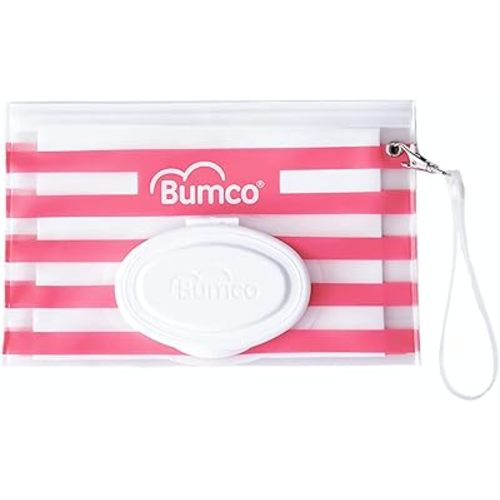 BUMCO Airtight Wipes Dispenser, Keeps Wet, Reusable Refillable Pouch, Diaper Bag Organizer for Travel, Carrying Clutch, Unique Baby Gift for Girl Boy [pink]