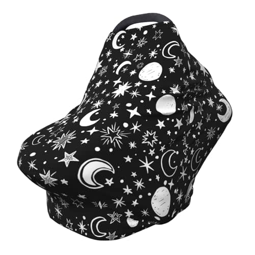 Moon Star Baby Stuff Car Seat Cover for Baby Carseat Covers for Girl Boy Stretchy Soft Breathable Breastfeeding Infant Car Seat Canopy Carrier Cover