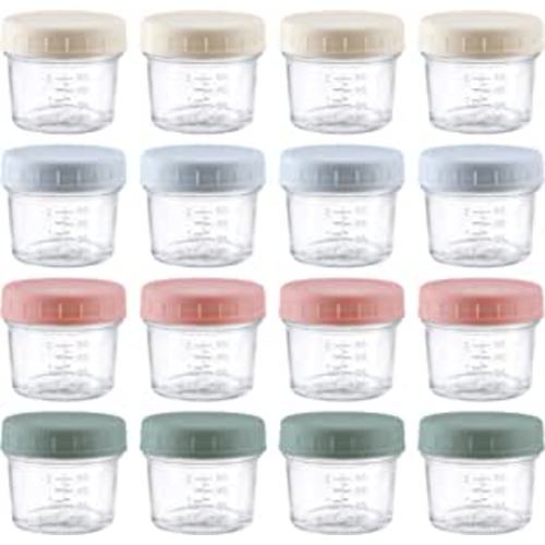 VITEVER 16 Pack Glass Baby Food Storage Containers - 4 oz Baby Food Storage Jars with Lids, Baby Food Maker, Microwave, Dishwasher & Freezer Safe : Baby