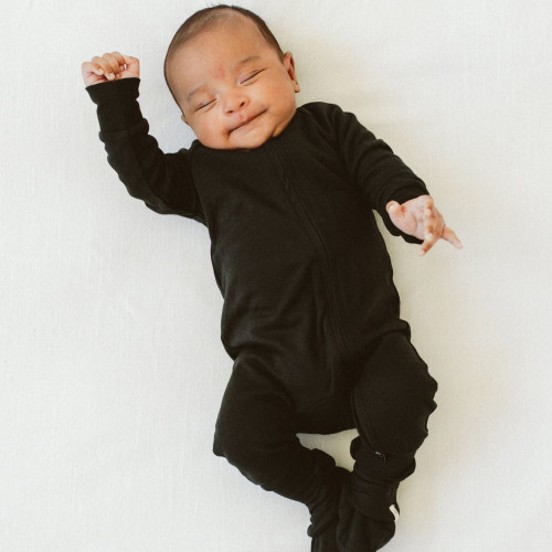 Goumi Kids Bamboo Organic Cotton Long-Sleeve Zipper Onepiece - Asphalt, 6-12 M