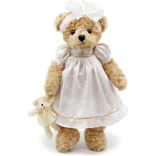 oitscute Teddy Bears Baby Cute Soft Plush Stuffed Animal Toy for Girl Women 16" (White Lace)