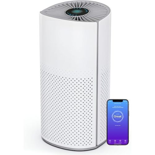 Air Purifiers for Home Large Room Pets Up to 1800 Ft² - Smart WiFi & Voice Control True HEPA Air Purifier For Home Bedroom Smoke, Dust, Pet Dander, Pollen, Sleep Mode - Kery Plus