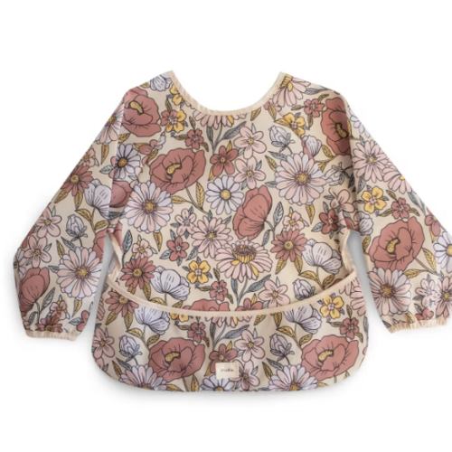 Mushie Long Sleeve Bib Smock With Pocket - Retro Flowers