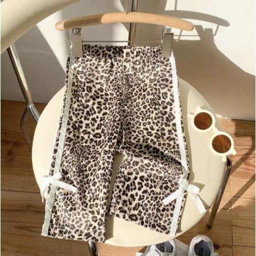 SHEIN Baby Girl 0-3 Years Leopard Print Sports Casual Pants, Suitable For Outdoor Wear, Spring/Summer/All Season