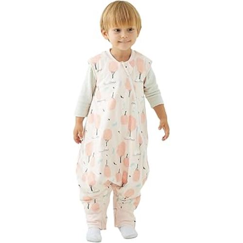 Duomiaomiao 2.5 TOG Toddler Sleep Sack 6-12 Months 100% Cotton Winter Side Open Zipper Baby Sleep Sack with Feet, Warm Toddler Wearable Blanket