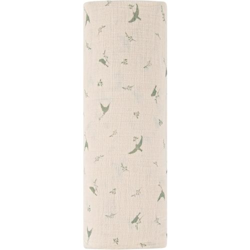 Ely's & Co. Muslin Swaddle Blanket 1-Pack for Baby Boy/Girl, 100% Cotton Muslin Extra Large Swaddle Receiving Blanket, 47”x47” (Sage Bird)