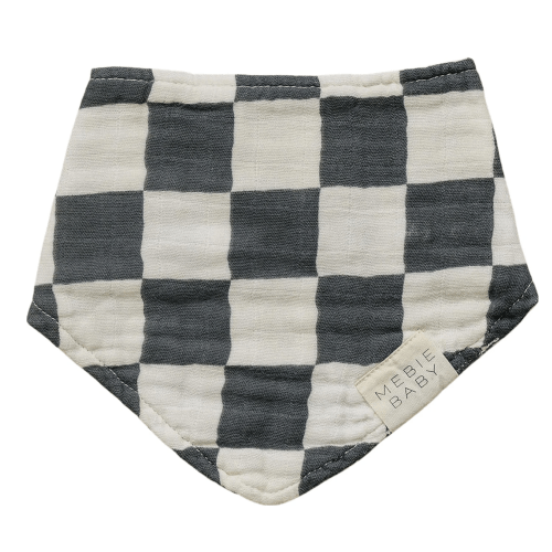 Charcoal Checkered Muslin Bib