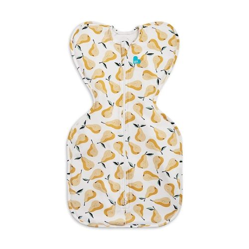 Love To Dream Swaddle UP, Ideal Fabric for Moderate Temperatures(20-24°C), Arms Up Position, Baby Essentials for Newborn, Hip-Healthy, Twin Zipper for Easy Nappy changes, 2.2-3.8kg, Pears Ochre