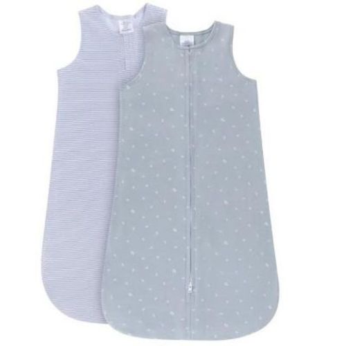 Ely's & Co. Wearable Blanket 100% Cotton Blue Leaf and Stripes 6-12 Months 2 Pack