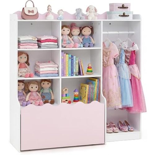 Costzon 2 in 1 Kids Toy Storage Organizer, Dress up Storage for Girls