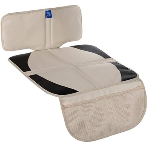 funbliss car seat Protector for Child car seat Beige Thick Padding Carseat Kick Mat with Organizer Pockets,Waterproof 600D Fabric,Vehicle Dog Cover Pad for SUV Sedan Leather Seats