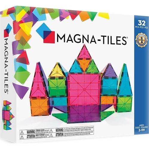 MAGNA-TILES Classic 32-Piece Magnetic Construction Set, The Original Magnetic Building Brand