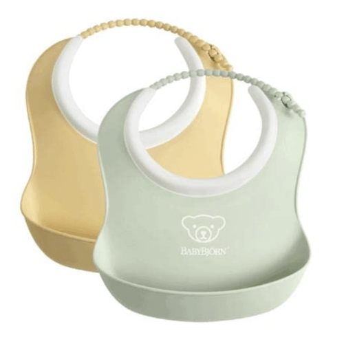 BabyBjörn Small Baby Bib, 2-pack, Powder Yellow/Powder Green