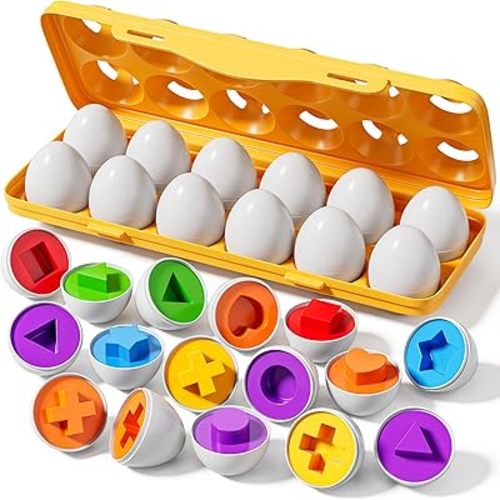 Matched Eggs Toddler Toys 1 2 3 4 Year Old - Shape Color Sorting Games, Kids Easter Eggs, Toddler Sensory Toys, Preschool Educational Boy Toy, Gifts for Baby 6-12 Months+